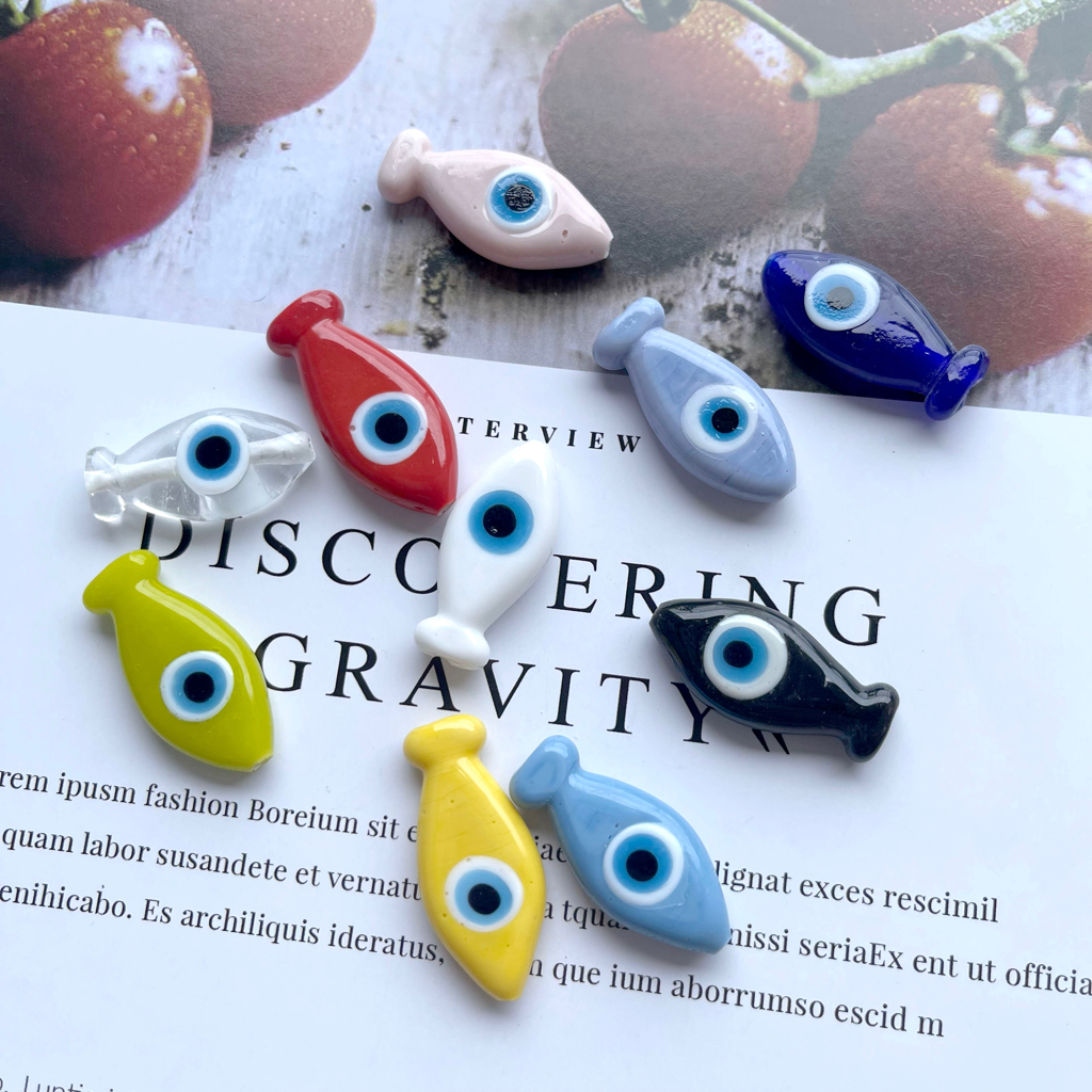 Jual 1 pcs Manikmanik Mote Kaca Genuine Glass Beads Evil Eye Fish