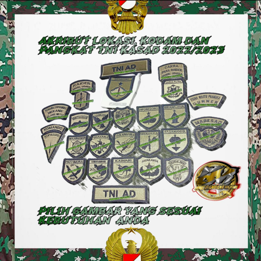 Jual Bordir Logo Satuan Kodam Terbaru 2023 TNI AD Hijau Olive Bahan ...