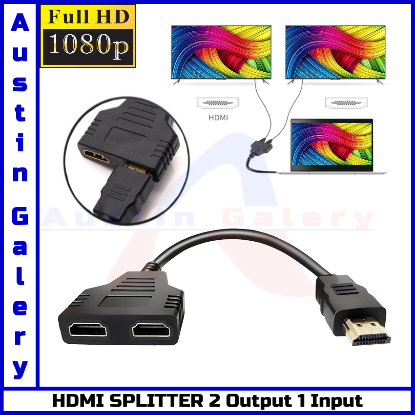 Jual HDMI Splitter 2Port HD Male Input HD Female Output HD1080P For PC ...