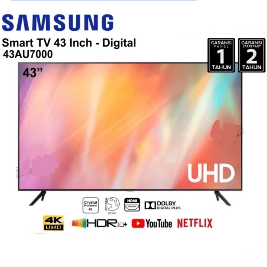 Jual Samsung 43AU7000 43" AU7000 Crystal UHD 4K Smart TV (2021 ...