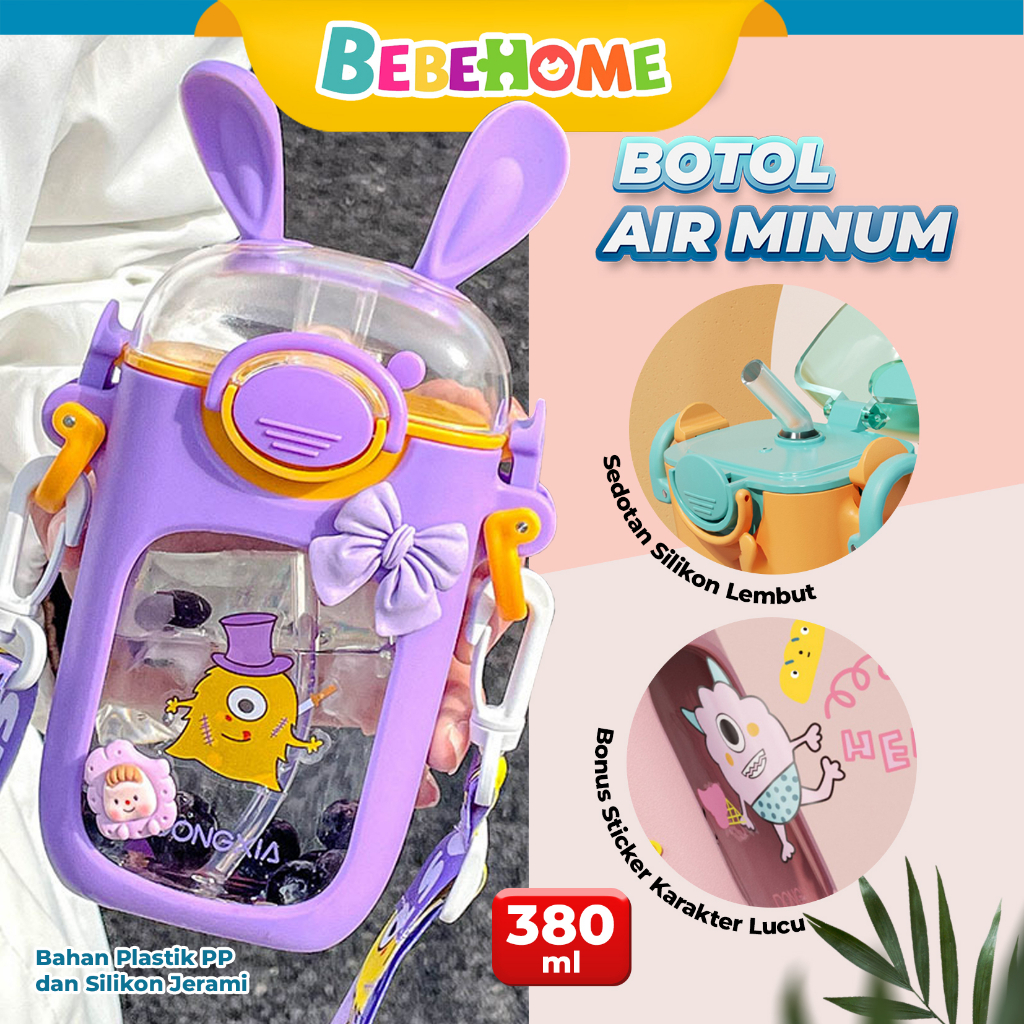 Jual Bebehome Botol Minum Rabbit Viral Warna Pastel Kapasitas 380ML ...