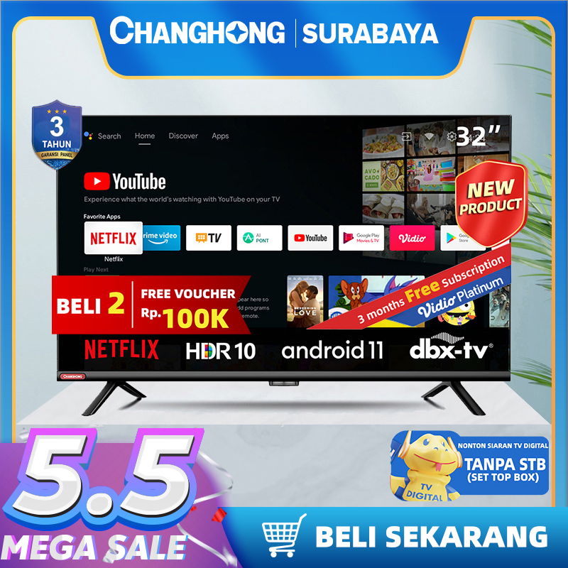 Jual New Changhong Inch Android Frameless Smart Tv Digital Led Tv