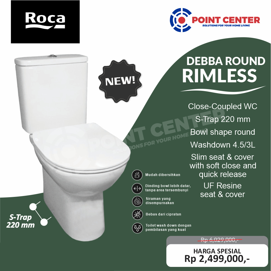 Jual TERLARIS ROCA PROMO DEBBA ROUND RIMLESS A3 CLOSET DUDUK | Shopee ...