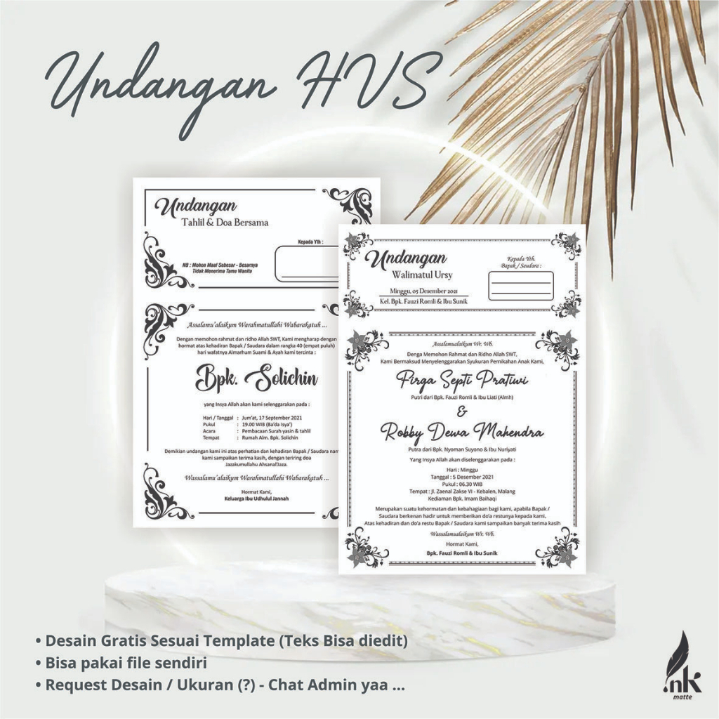 Jual UNDANGAN TAHLIL / DOA BERSAMA / WALIMATUL KHITAN / WALIMATUL URSY