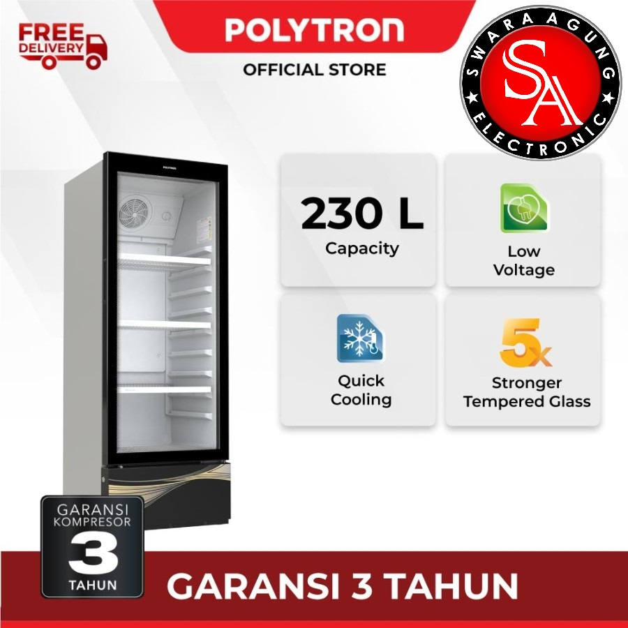 Jual Kulkas Showcase 3 Rak 230 Liter Polytron Type: SCN 187 (Khusus ...