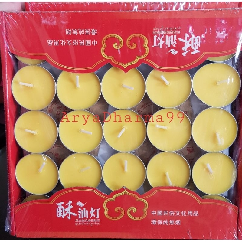 Jual lilin sembahyang / lilin suyu 100bj kuning / lilin tealight 100bj
