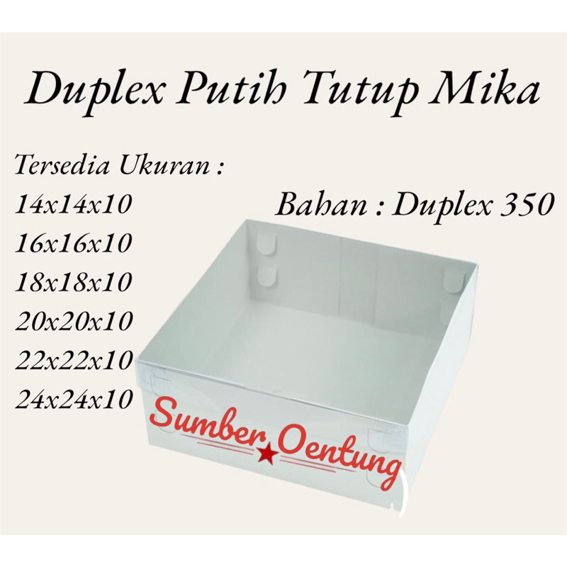 Jual 10PCS DUS DUPLEX PUTIH TUTUP MIKA TINGGI 10CM KARTON BOX KOTAK