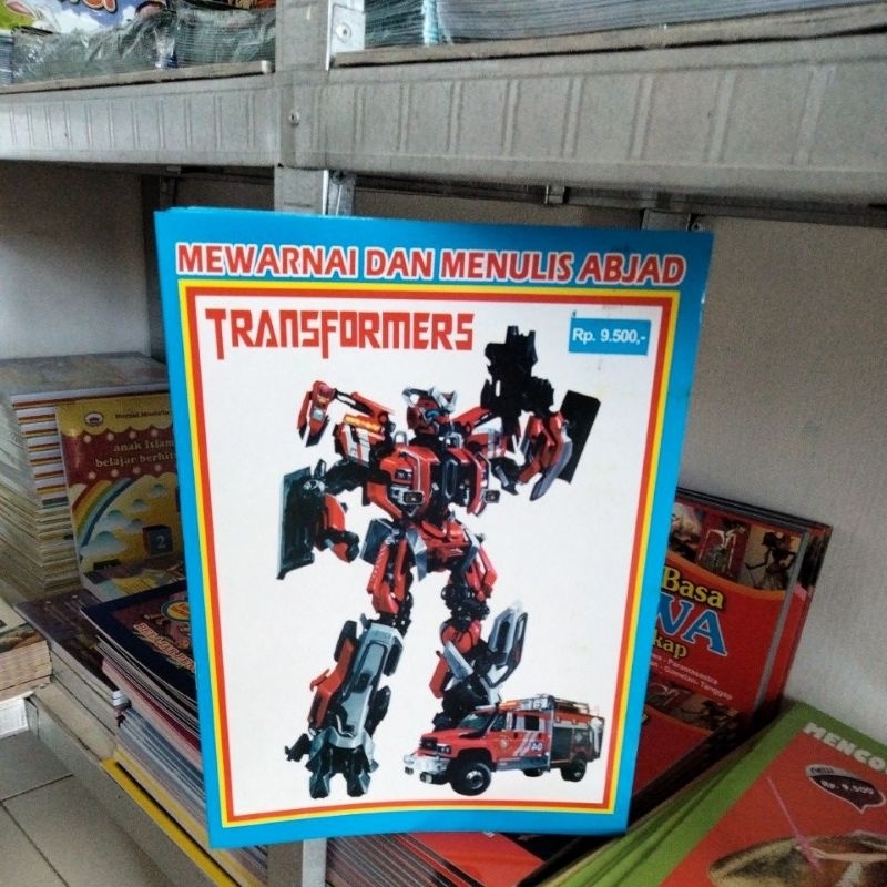 Jual Buku mewarnai dan menulis abjad seri Transformers untuk anak paud