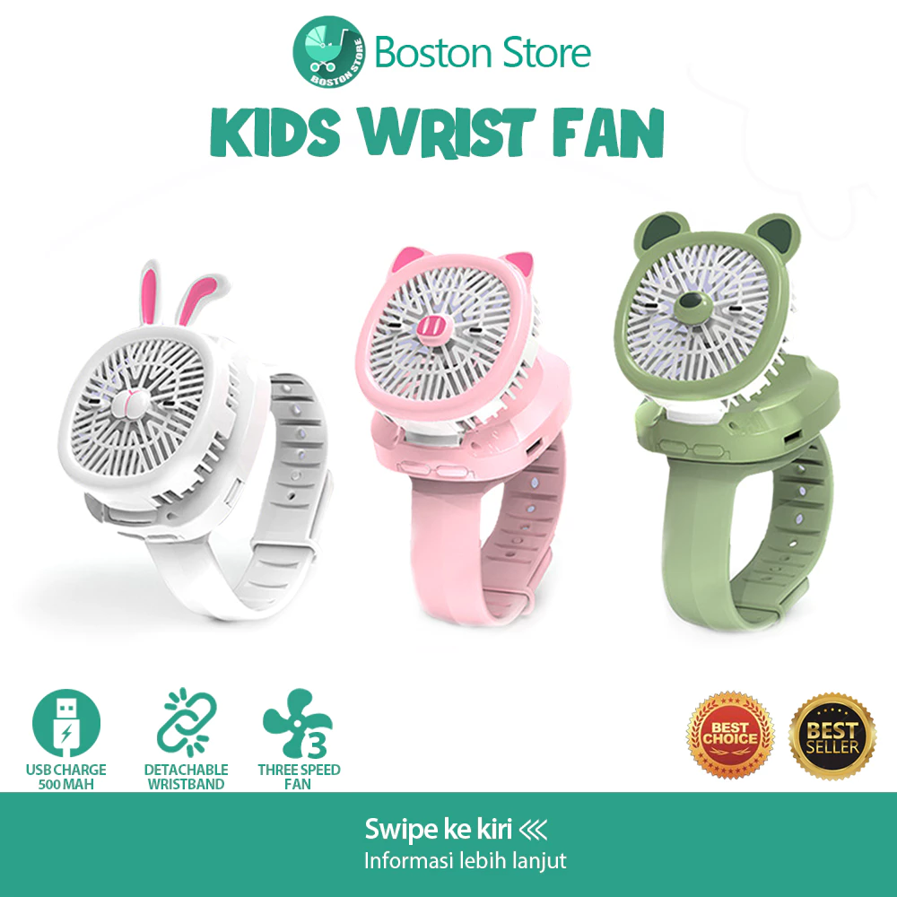 Bostonstore kipas angin jam tangan fan portable kipas mini usb charge /