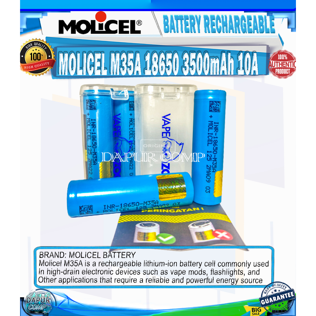 Jual MOLICEL M35A 18650 3500mAh 10A ORIGINAL BY V ZOO x MOLICEL ...