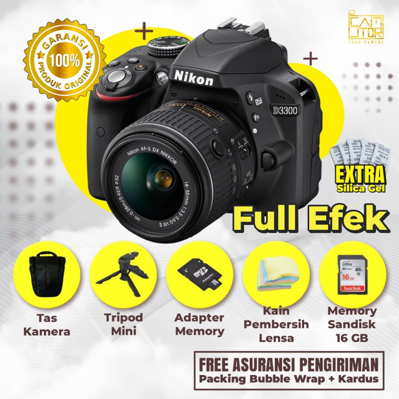 Jual NIKON D3300 LENSA KIT TAS BARU MEMORY 16 GB TRIPOD
