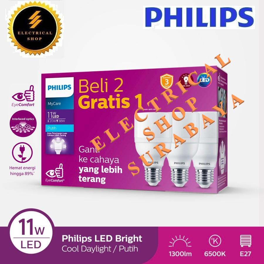 Jual Philips Lampu Led Bright Multipack Mycare W W Watt Putih