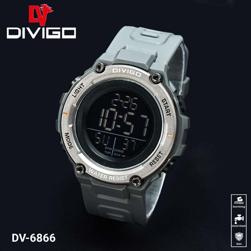 Jual Jam Tangan Pria Divigo Digital Original Dv Strap Rubber Tahan Air Shopee Indonesia