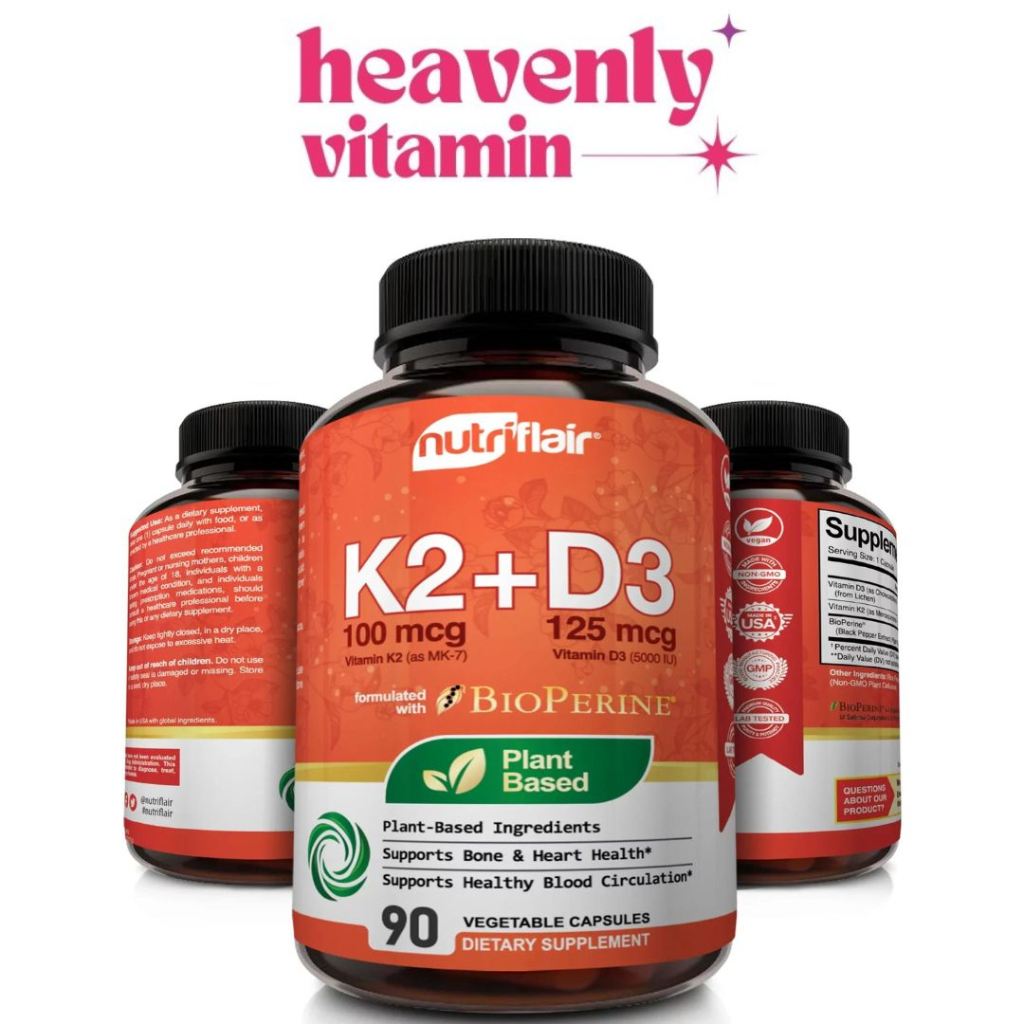Jual Nutriflair Vitamin K2 (MK7) 100mcg + D3 Vitamin D3 125 mcg 90