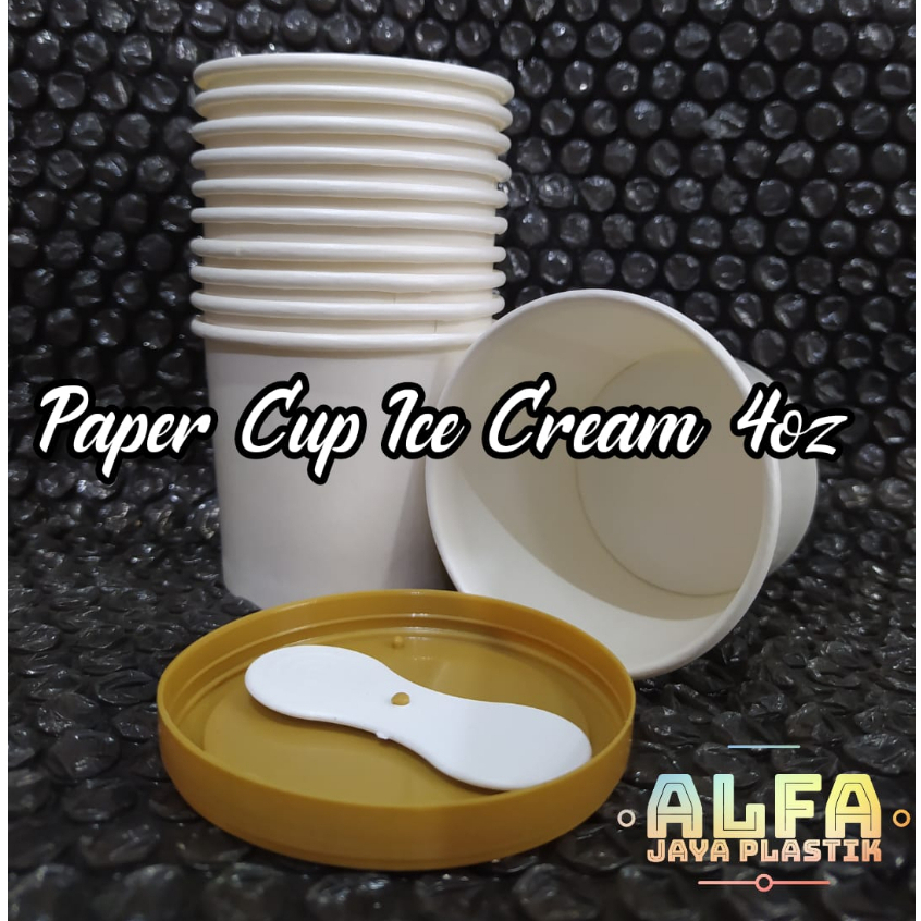 Jual Cup ice cream 4 oz sendok+tutup / paper cup / wadah es krim / isi ...