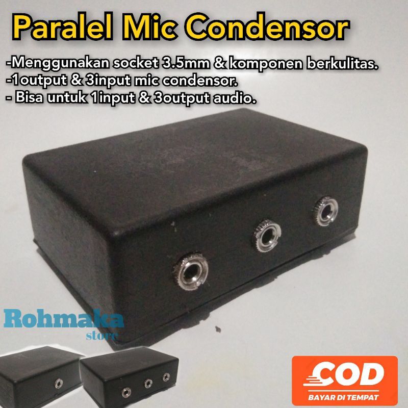 Jual Paralel Mic Condenser / Paralel Audio 3 input AUX / Penambah Input ...