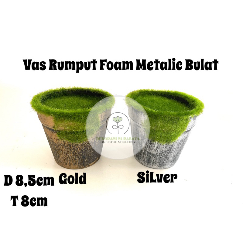 Jual Vas bunga / Pot bunga Rumput Foam Metalic Bulat / Kotak | Shopee ...