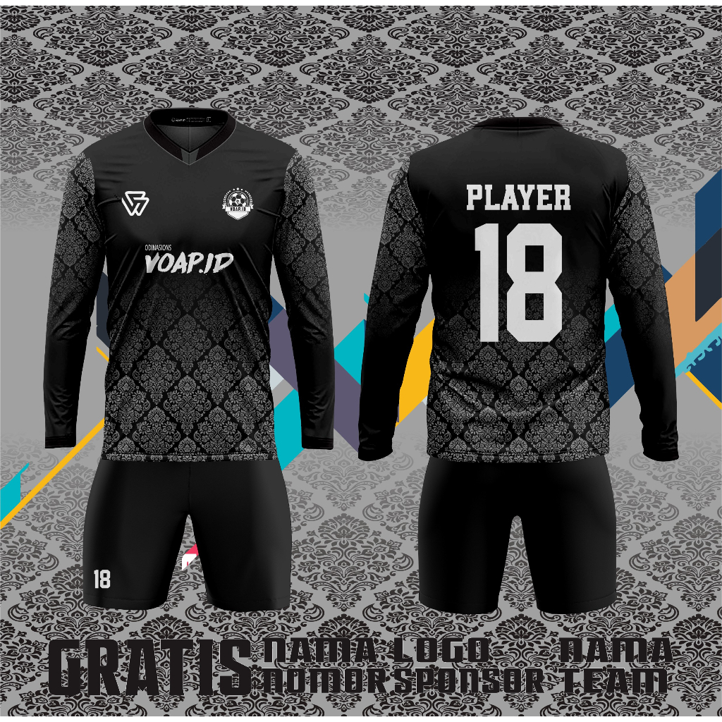 Jual JERSEY KIPER TANGAN PANJANG SEPAKBOLA FUTSAL PRINTING CUSTOM