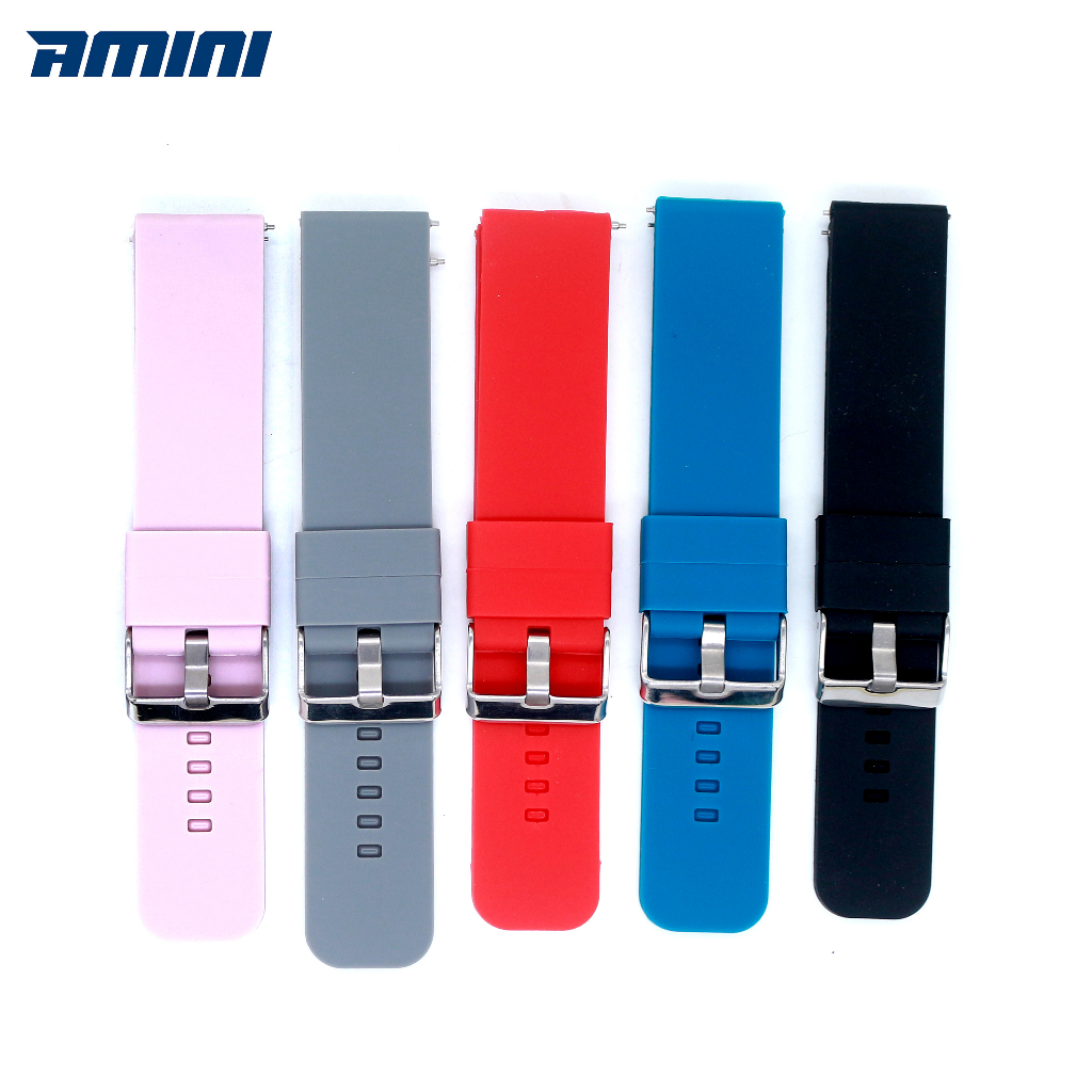 Jual AMINI Strap Jam Tangan Silikon Texture Halus 20mm Model H / Strap