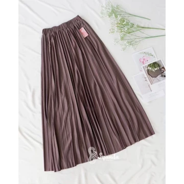 SQUADA ROK PLISKET PREMIUM A Line Mayung 18 Warna Lengkap Hitam Putih Navy Pastel Coklat Milo