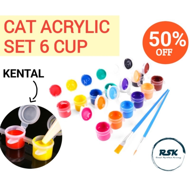 Jual Cat Akrilik 6 Cup x 3 ml Paint By Number Acrylic Paint Cat Melukis ...