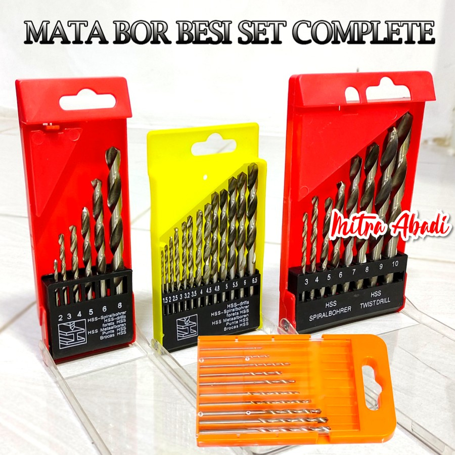 Jual Mata Bor Besi Hss Drill Bit Set Complete Kotak Plastik 2 8mm Set 6 Pcs 15 65mm Set 13 Pcs