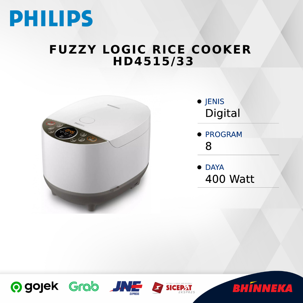 Jual PHILIPS Fuzzy Logic Rice Cooker HD4515/33 Shopee Indonesia