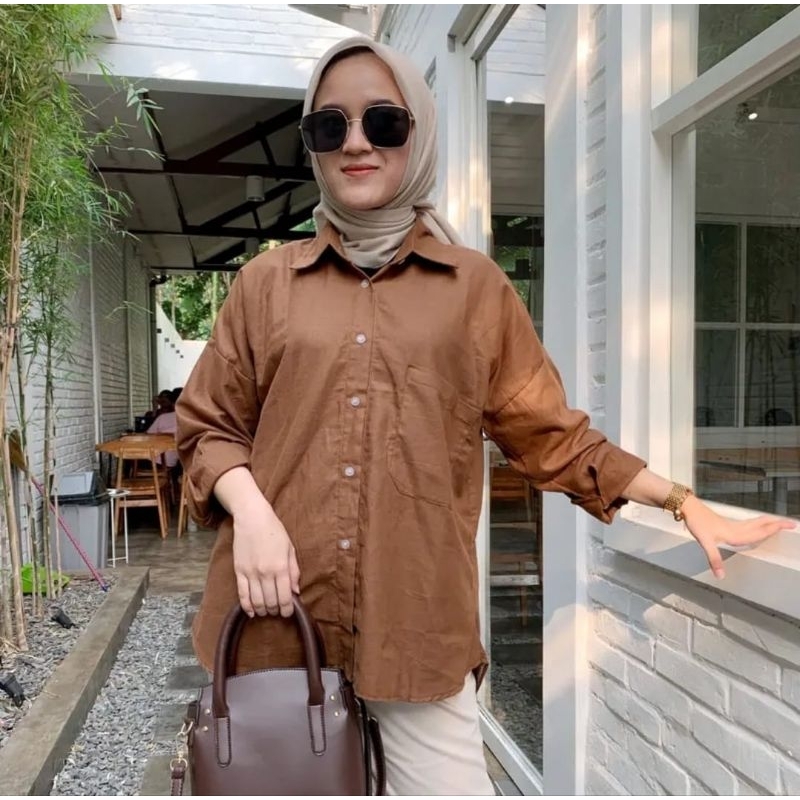 Jual Olivia Shirt Kemeja Linen Olivia Oversize Linen Kemeja Oversized Linen Tebal Shopee