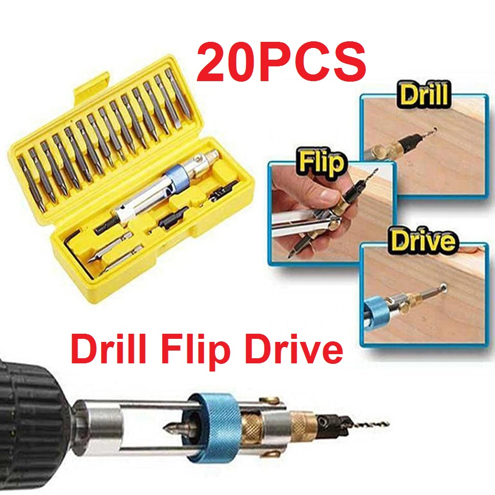 Jual Drill Flip Bit Set 20 pcs Half Time Drill Driver Multi Screwdriver