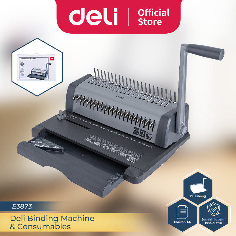 Jual Deli Binding Machine Mesin Jilid Spiral A4 21 Lubang Kotak