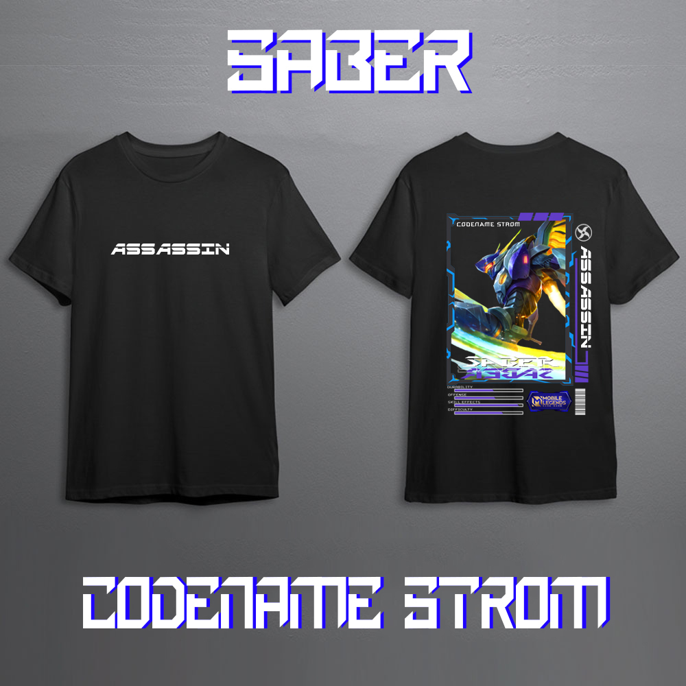 Jual KAOS HERO MOBILE LEGEND SABER ASSASSIN SKIN KEREN//KAOS ML