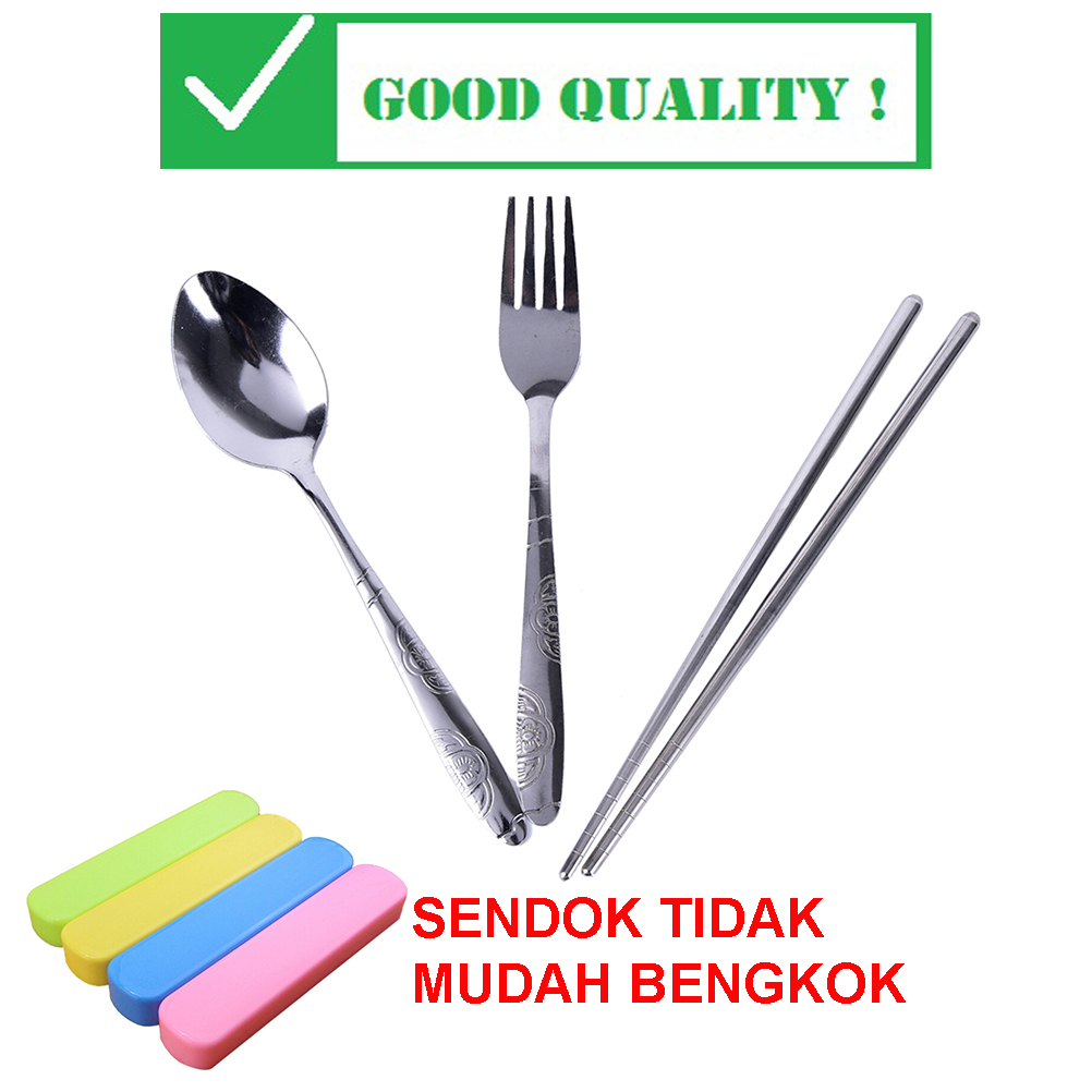 Jual Cutlery Set Stainless Sendok Garpu Sumpit / Set Alat Makan