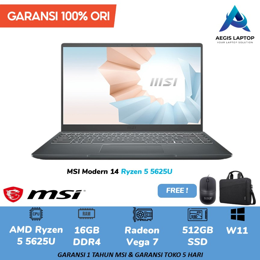 Jual MSI MODERN 14 RYZEN 5 5625U 16GB 512SSD VEGA7 W11 14.0FHD IPS BLIT ...