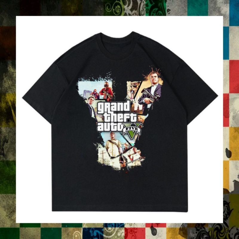 Jual KAOS GTA 5 HITAM | KAOS GTA 5 | KAOS GTA | KAOS OVERSIZE | T-SHIRT