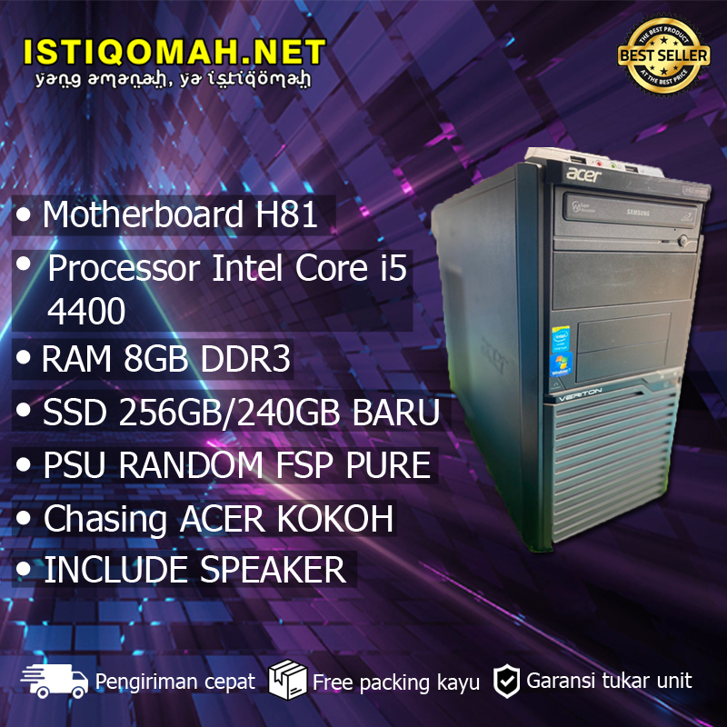 Jual CPU INTEL CORE I5 4400 RAM 8GB SSD 256GB BARU CASING PSU FSP PURE ...