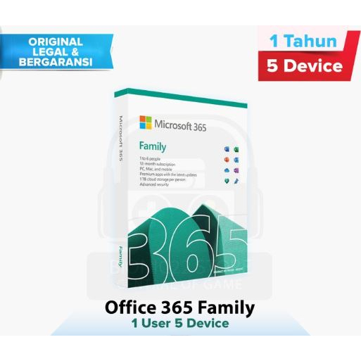 Jual Microsoft Office 365 Family original 1 User 5 Device Subscribe 1 ...