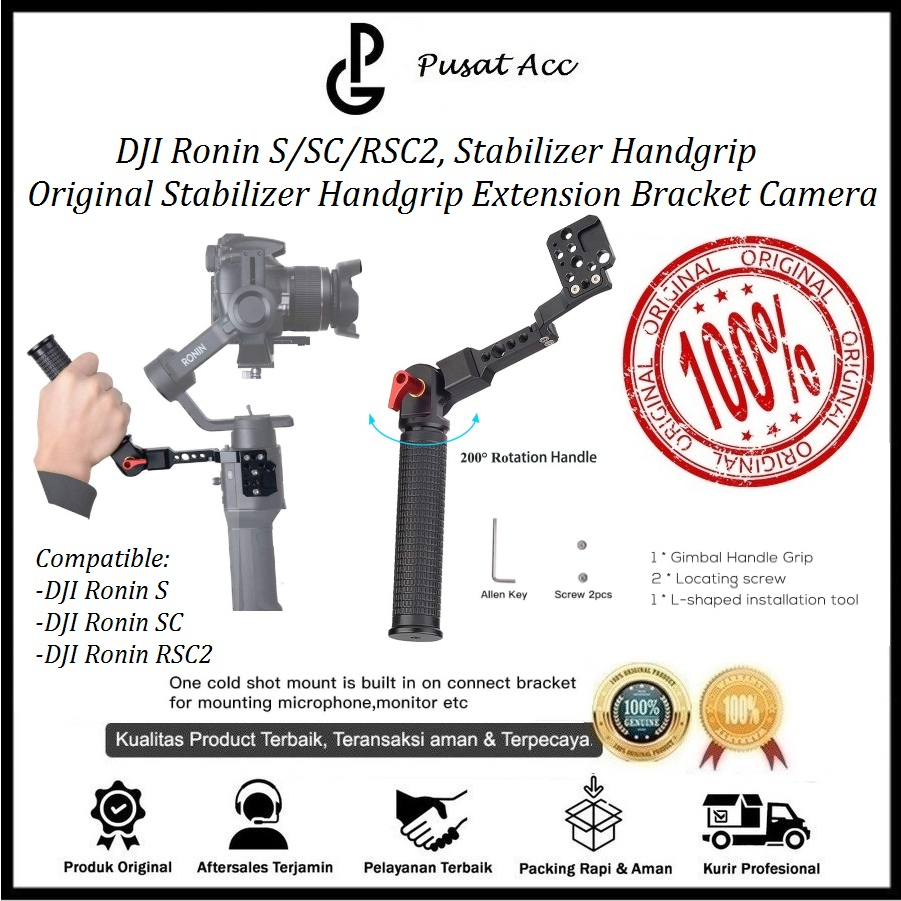 Impugnatura Gimbal A L Con Attacchi 1/4 E 3/8, Impugnatura Estesa Per Crane 2 E Ronin-S, In Lega Di Alluminio, Doppia Impugnatura, Scarpa Fredda Per LED E Microfono