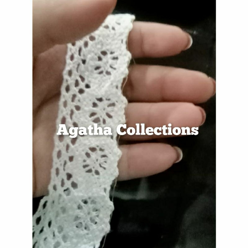 Jual Renda Rajut renda katun bahan rajut 2,5cm warna putih per meter ...