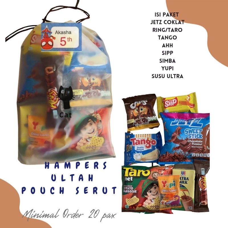 Jual SOUVENIR ULTAH ANAK POUCH SERUT HAMPERS ULTAH ANAK SNACK ULTAH
