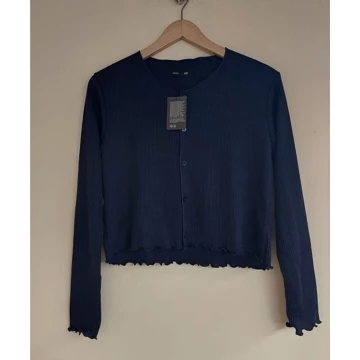 Cardigan Crop Rajut Waffle UNQL Cardigan Crop Wanita