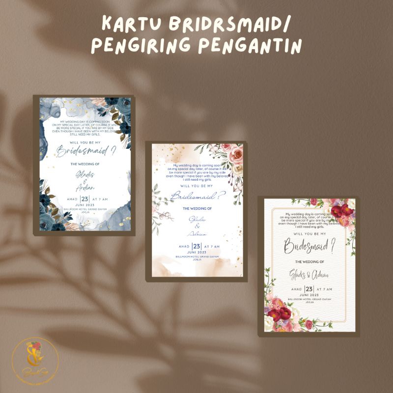 Jual Kartu Bridesmaid Bridesmaid Card Custom Potrait Ukuran 10 x14 cm ...