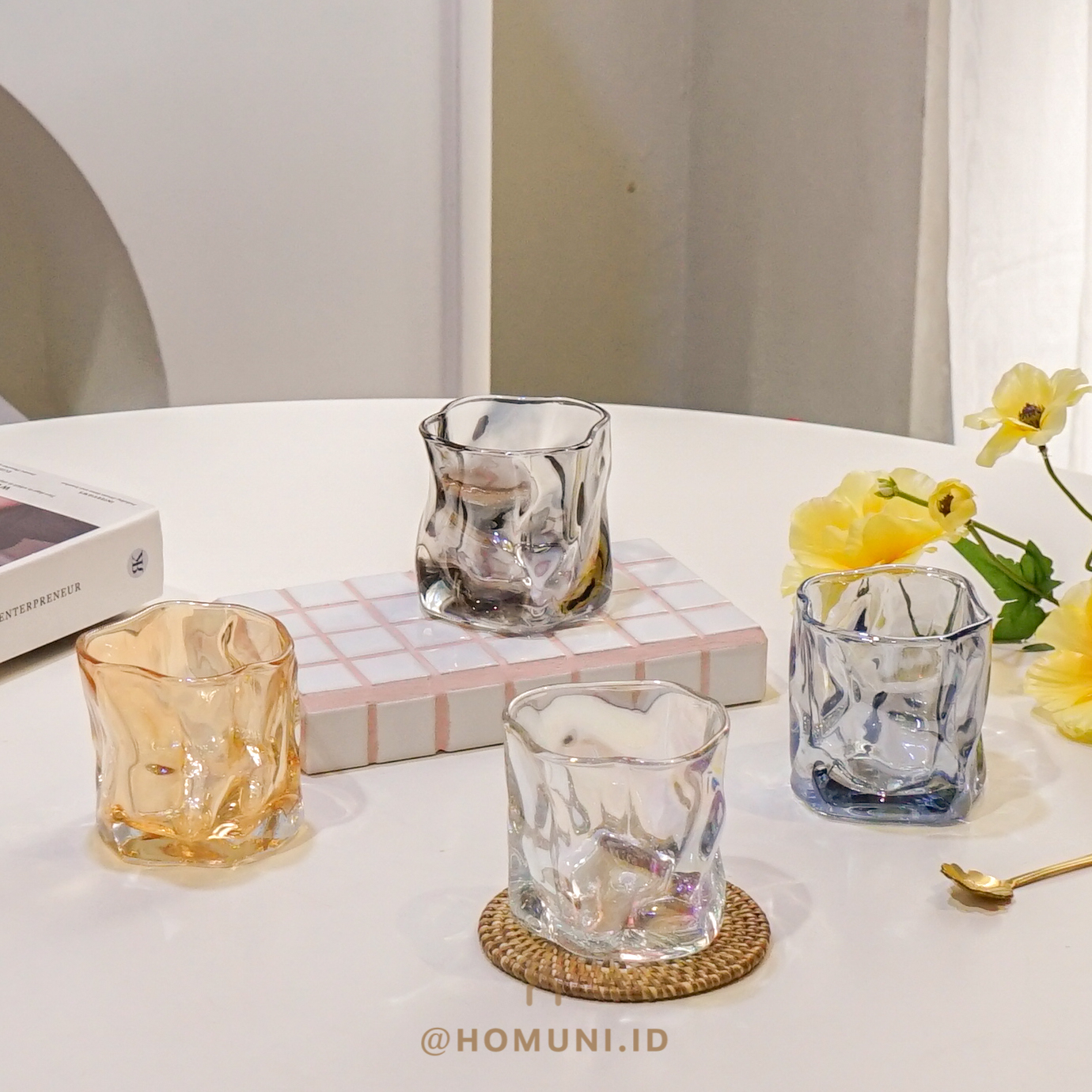 Jual Kesho Crystal Rainbow Aesthetic Korean Glass Cup Mug Drink Watergelas Kaca Tebal Kopi Susu 6136