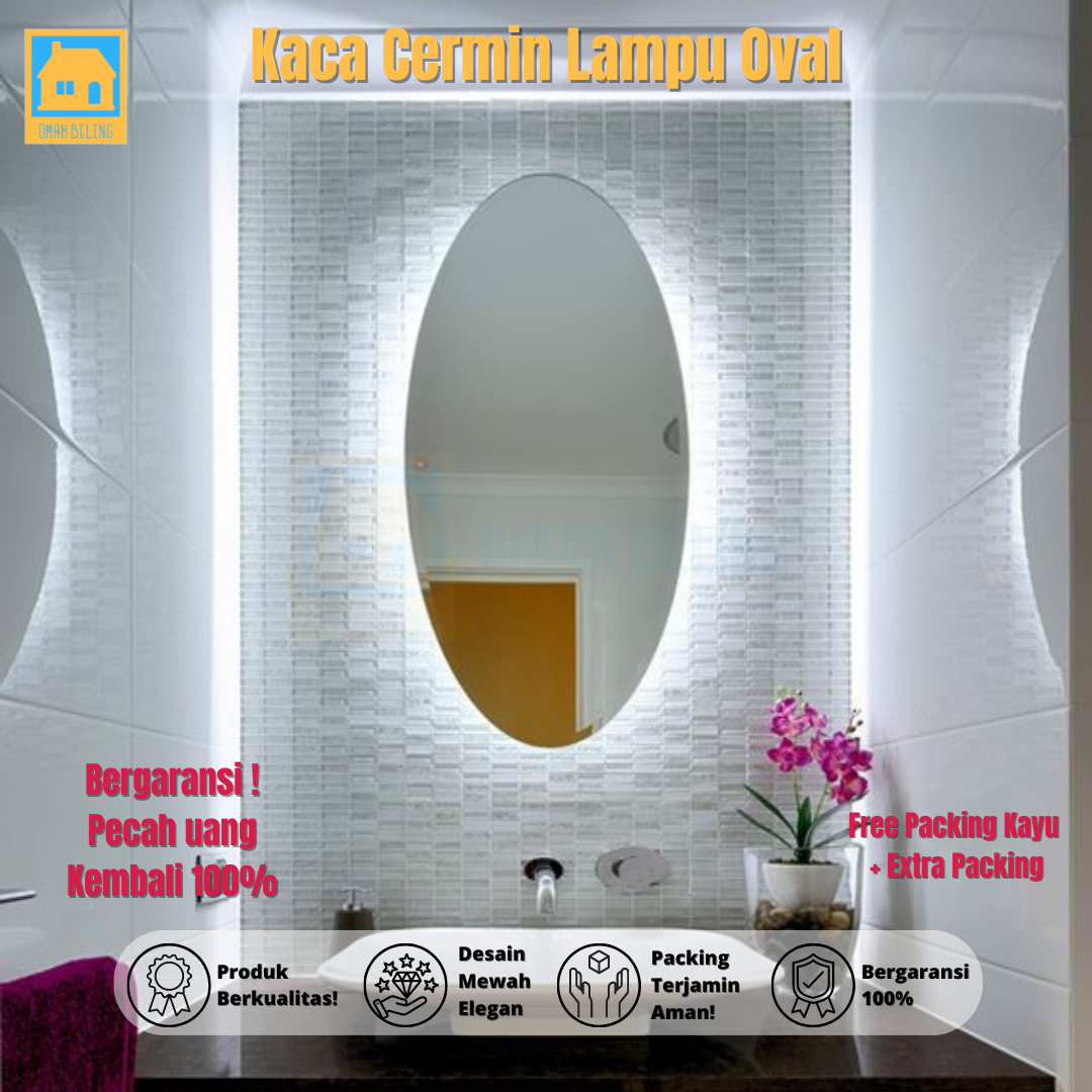Jual Kaca Cermin Led Oval Make Up Rias Aesthetic Dekorasi Dinding Kamar ...