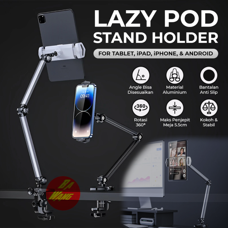 Jual Lazy Pod Holder Jepit Meja Stand Dudukan Tablet Hp Ipad Handphone Shopee Indonesia