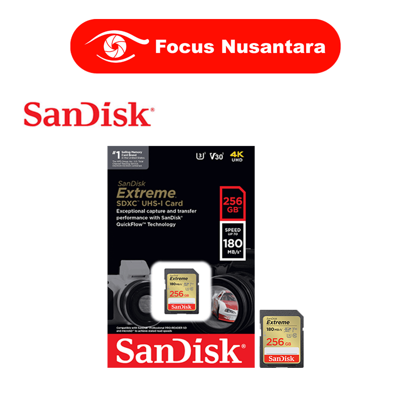 Jual SANDISK Extreme SDXC UHS1 256GB 180Mbps SD CARD Memory Card