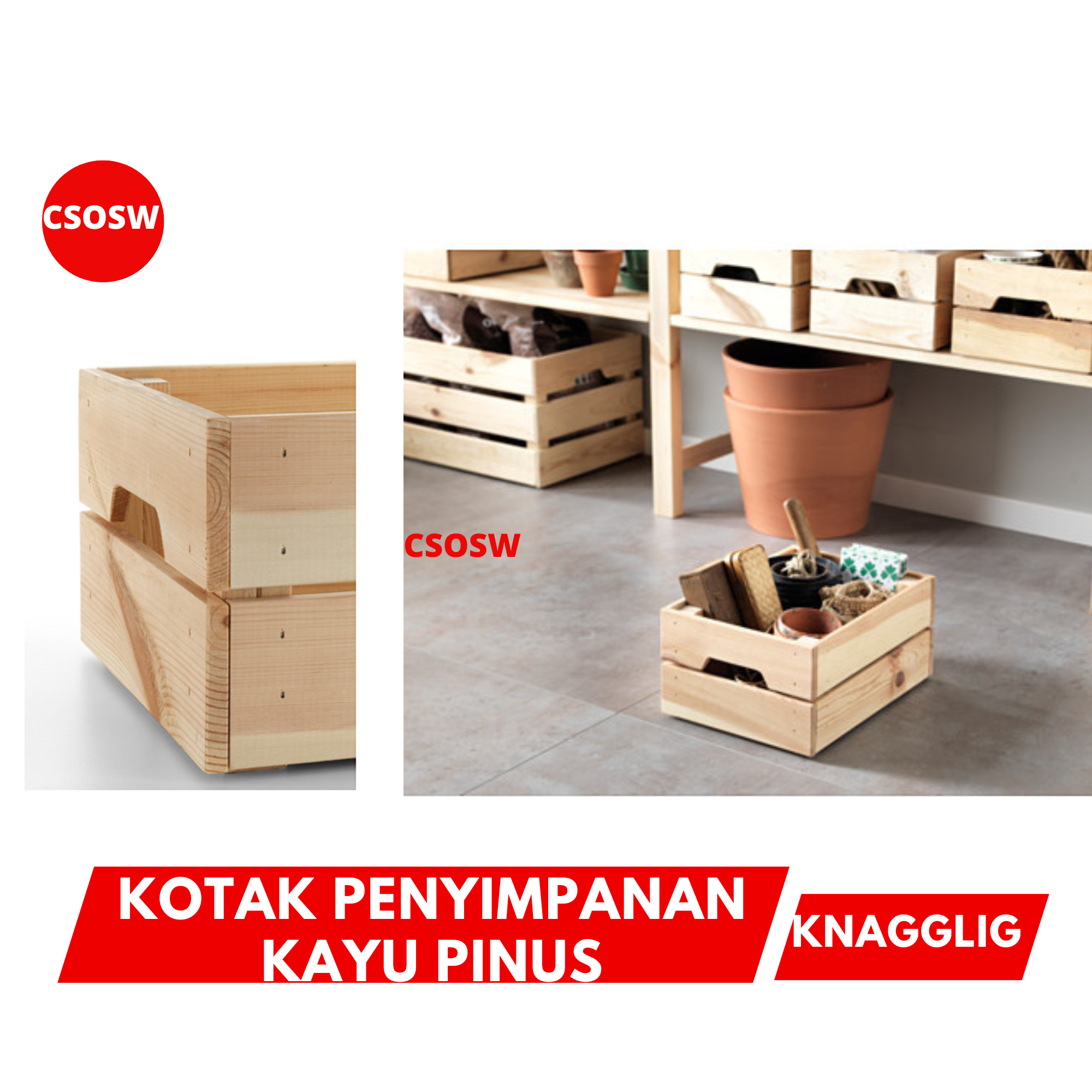 Jual Kotak Penyimpanan Kayu Pinus KNAG - LIG Storage Box Rustic ...