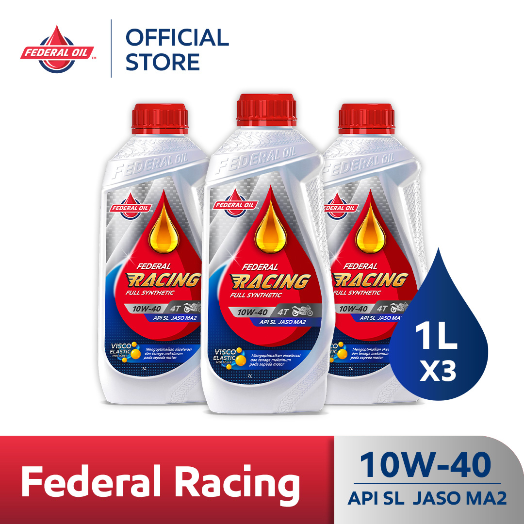 Jual FEDERAL Oil Racing 10W-40 1L - Oli Motor Non Matic (3 Botol ...
