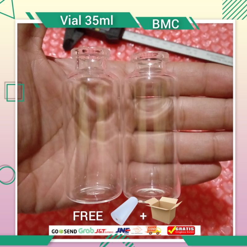 Jual ( 35ml ) BOTOL KACA VIAL 35ML + TUTUP KARET FREE bubble wrap dan ...