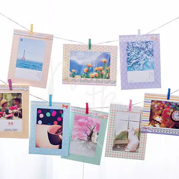 Jual Paper Frame Polaroid Foto Gantung + Wooden Clip Jepit Kayu + Tali ...