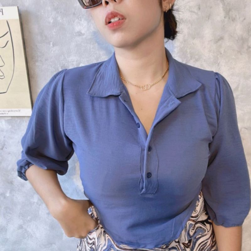 Jual Kemeja Oval Crop LADY Airflow Shopee Indonesia